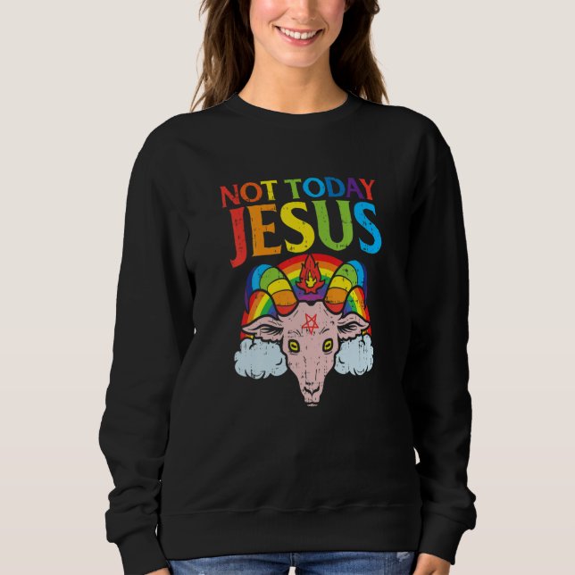 Goat Not Today Jesus Satan Retro Rainbow God Chris T Shirt (Framsida)