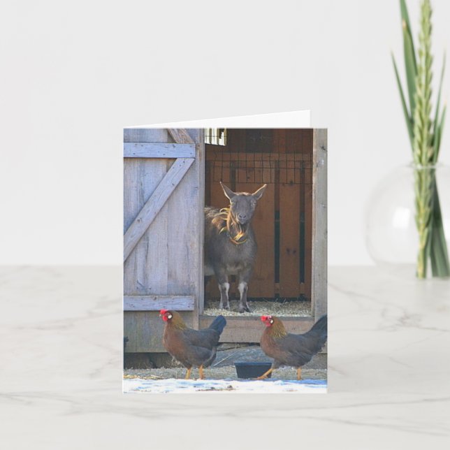 Goat och Chicken Farmyard Note Card Kort (Framsida)