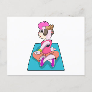 Goat på Yoga på Yoga mat Vykort
