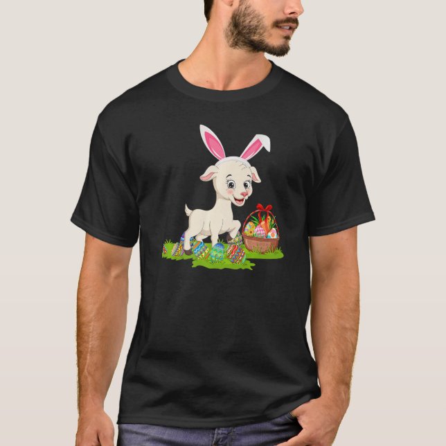 Goat Påskägg Hunting Bunny Goat Påsk Söndag T Shirt (Framsida)