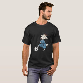 Goat playing soccer in karate kimono t shirt