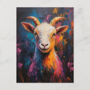 Goat Pop Art Oljemålning Stil Vykort