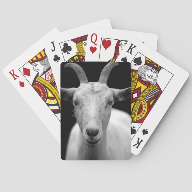 Goat porträtt i svartvitt casinokort (Baksidan)