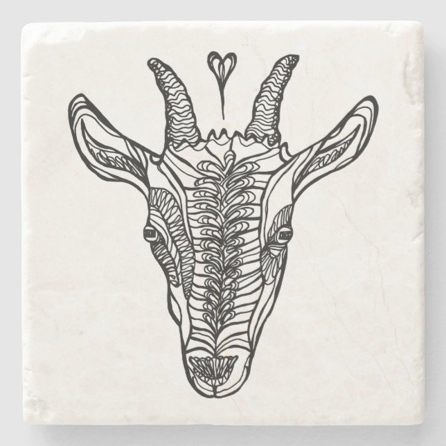Goat Porträtt med Heart Stone Underlägg (Framsidan)