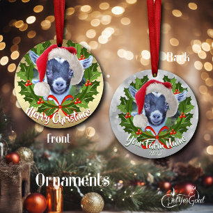 GOAT Pygmy Kid Santa Hat jul Ornament