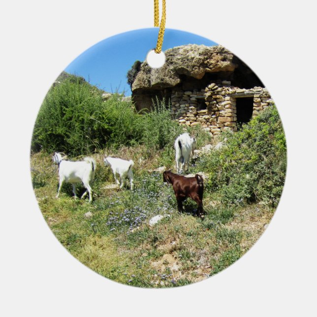 Goat Retreat Julgransprydnad Keramik (Framsidan)
