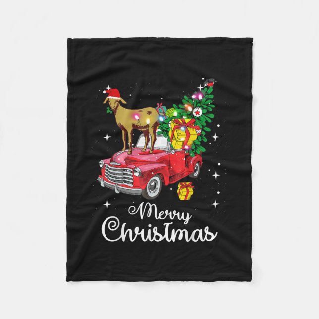 Goat Rides Red Car jul Fleecefilt (Framsidan)