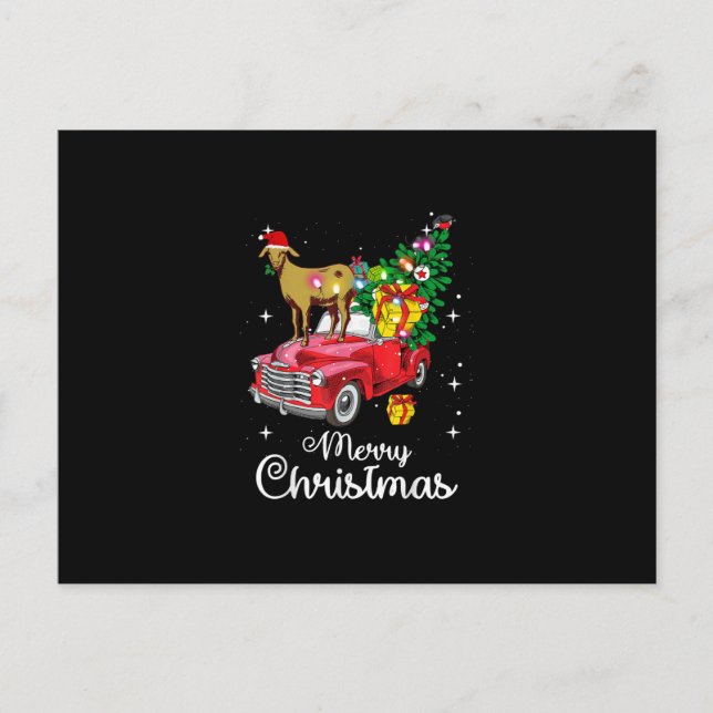 Goat Rides Red Car jul Meddelande Vykort (Framsida)