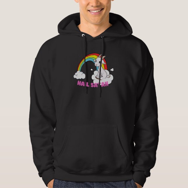 Goat Satanic Occult Goat Retro Hoodie (Framsida)