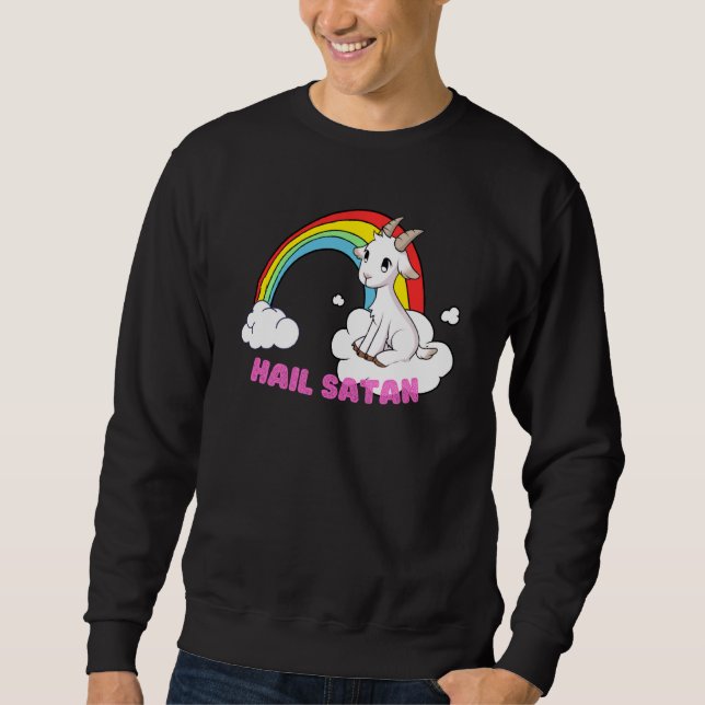 Goat Satanic Occult Goat Retro Lång Ärmad Tröja (Framsida)