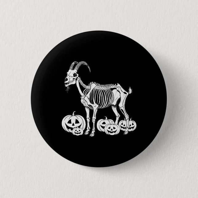 Goat Skeleton Birthday Halloween Manar Womens Kids Knapp (Framsida)