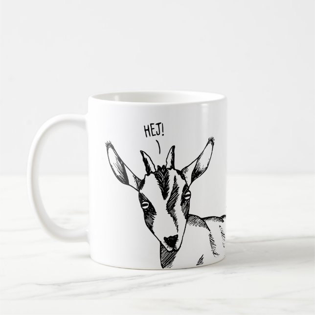Goat Sketch säger "Hej"! Kaffemugg (Vänster)