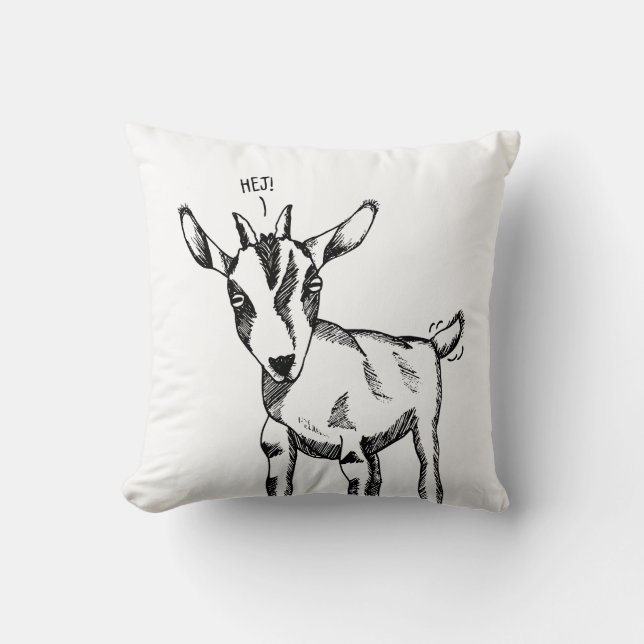 Goat Sketch säger "Hej"! Kudde (Framsida)