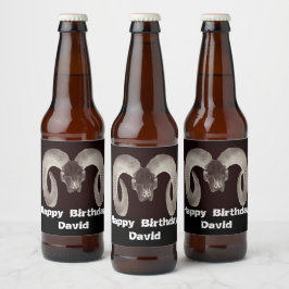 Goat Skull Ansikte och Personlig Ölflaska Etikett