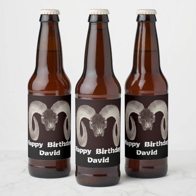 Goat Skull Ansikte och Personlig Ölflaska Etikett (Flaskor)