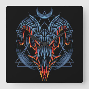 Goat Skull Fyrkantig Klocka