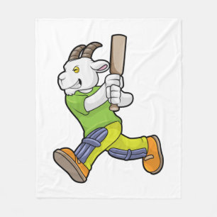 Goat som Batsman med Cricket fladdermus Fleecefilt