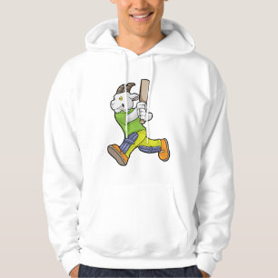 Goat som Batsman med Cricket fladdermus Hoodie