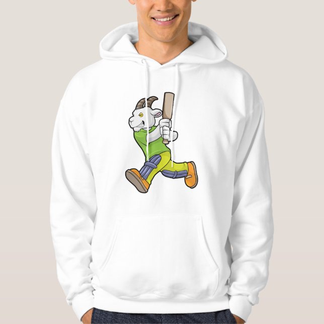 Goat som Batsman med Cricket fladdermus Hoodie (Framsida)