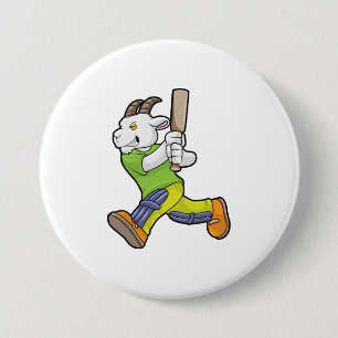 Goat som Batsman med Cricket fladdermus Knapp