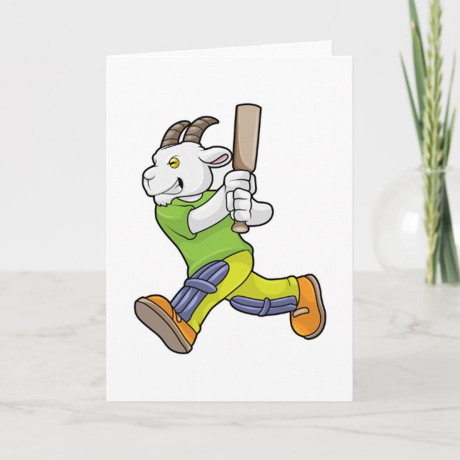 Goat som Batsman med Cricket fladdermus Kort (Framsida)