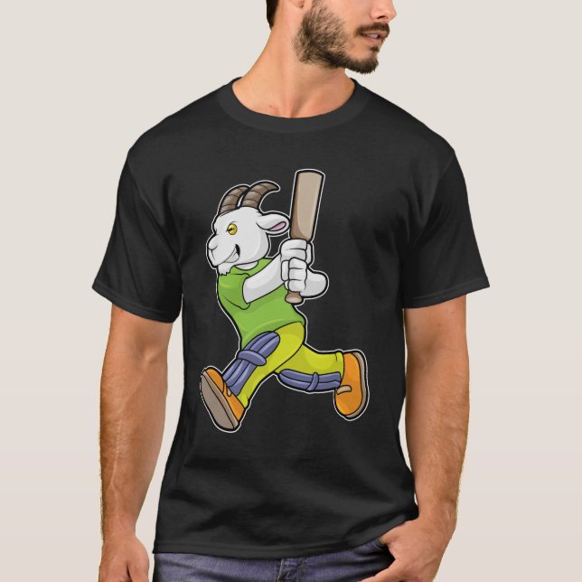 Goat som Batsman med Cricket fladdermus T Shirt (Framsida)