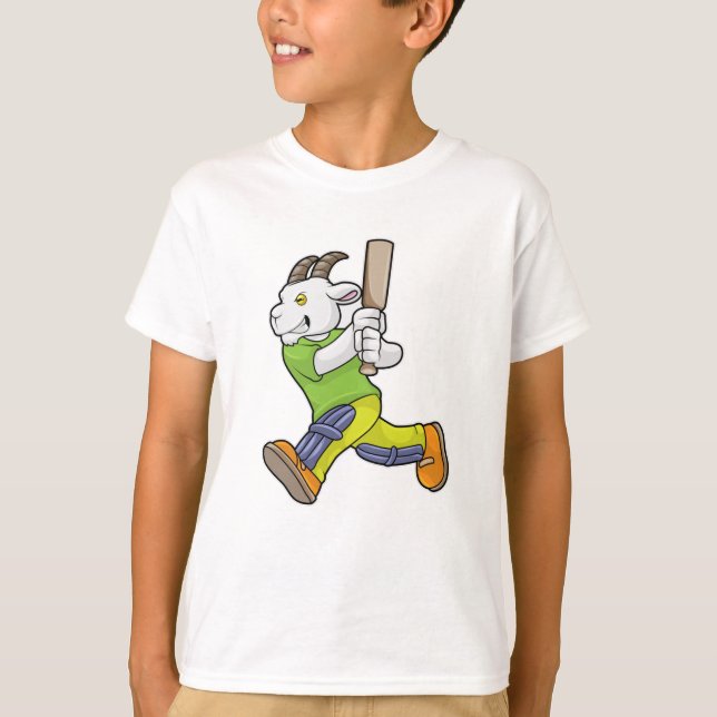 Goat som Batsman med Cricket fladdermus T Shirt (Framsida)