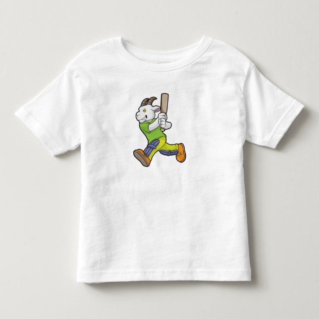 Goat som Batsman med Cricket fladdermus T Shirt (Framsida)