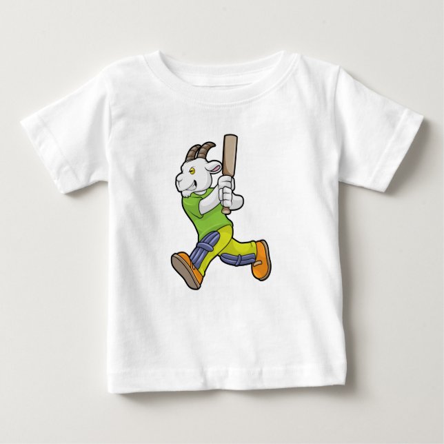 Goat som Batsman med Cricket fladdermus T Shirt (Framsida)
