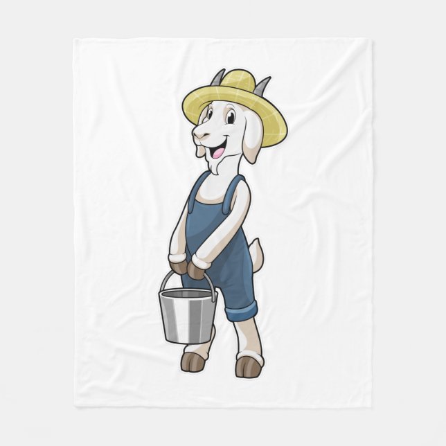 Goat som Farmer med Bucket Fleecefilt (Framsidan)