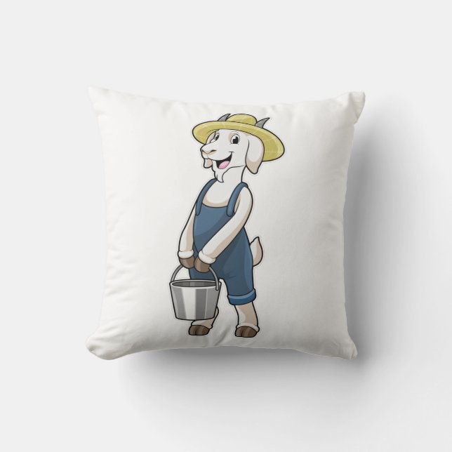 Goat som Farmer med Bucket Kudde (Framsida)