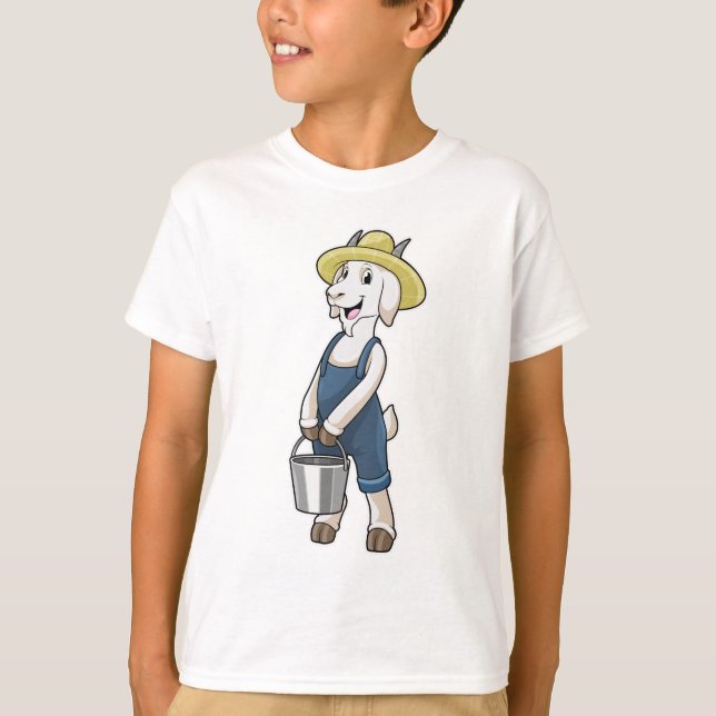 Goat som Farmer med Bucket T Shirt (Framsida)