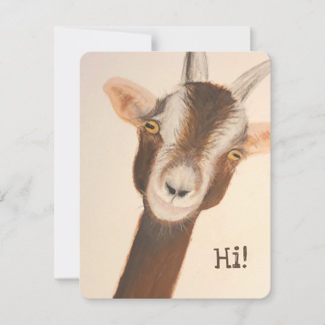 Goat som säger "hi"-anteckningskort tack kort (Framsida)