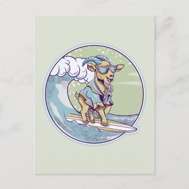 Goat Surfing Vykort (Framsida)