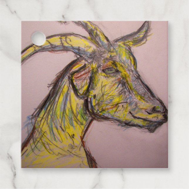 Goat Teckning Gåvor Etiketter (Framsida)