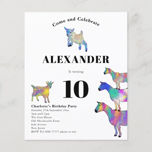 Goat Thated Födelsedagsfest Budget Flygblad (Framsidan)