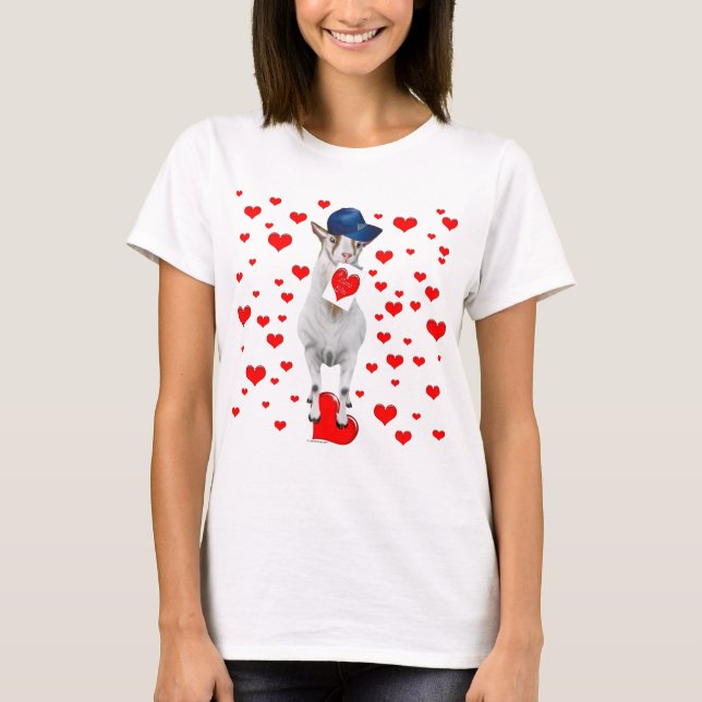 Goat Valentine Hearts Tee Shirt (Framsida)