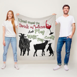GOAT Vill bara dricka Vin Play med My Goat Fleecefilt