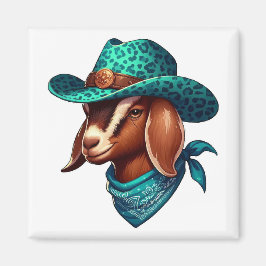 Goat Wearing a Snyggt Cowboy Hat and Bandana Magnet