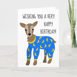 Goat Wearing Pajamas Cute Illustration Birthday Kort