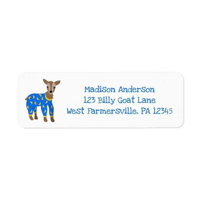 Goat Wearing Pajamas Illustration Returadress Returadress Etikett (Framsidan)