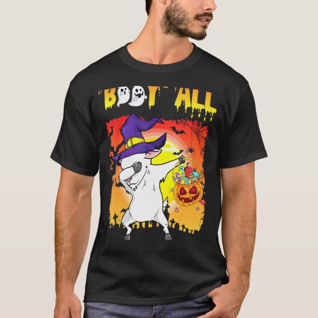 Goat Witch Dabbing Pumpkin Candy Happy halloween B T Shirt (Framsida)