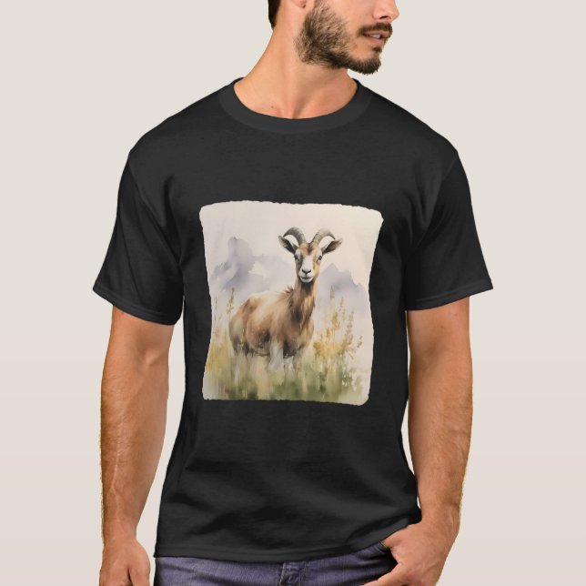 Goat With A Grassland Goat Grazing In Grassland An T Shirt (Framsida)
