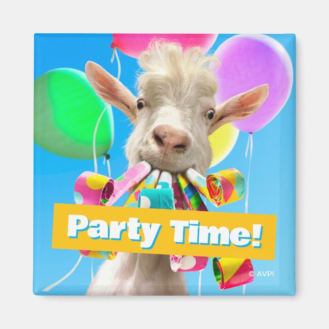 Goat with Party Blowers Magnet (Framsidan)