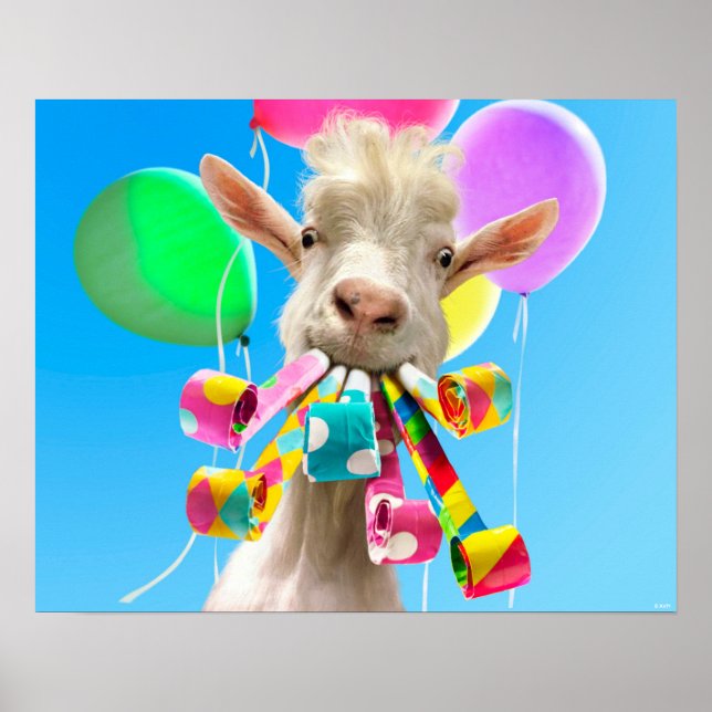 Goat with Party Blowers Poster (Framsidan)
