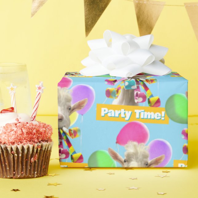 Goat with Party Blowers Presentpapper (Födelsedagsfest)