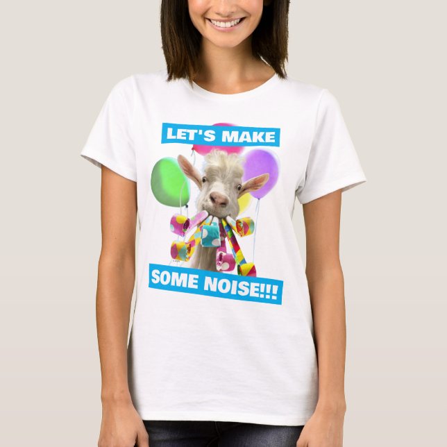 Goat with Party Blowers T Shirt (Framsida)