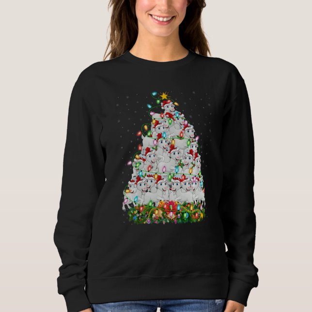 Goat  Xmas Lights Santa Goat Christmas Tree T Shirt (Framsida)
