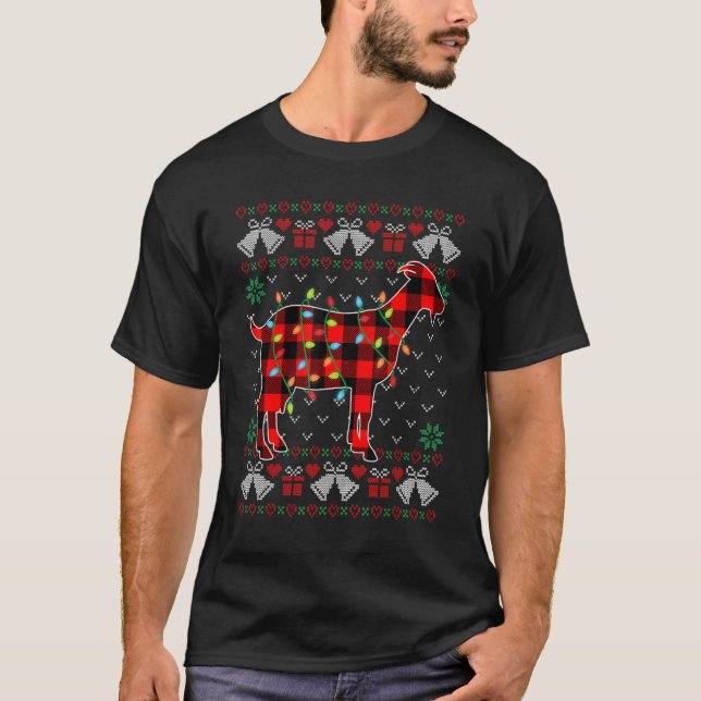 Goat     Xmas Lights Ugly Christmas Sweater T Shirt (Framsida)