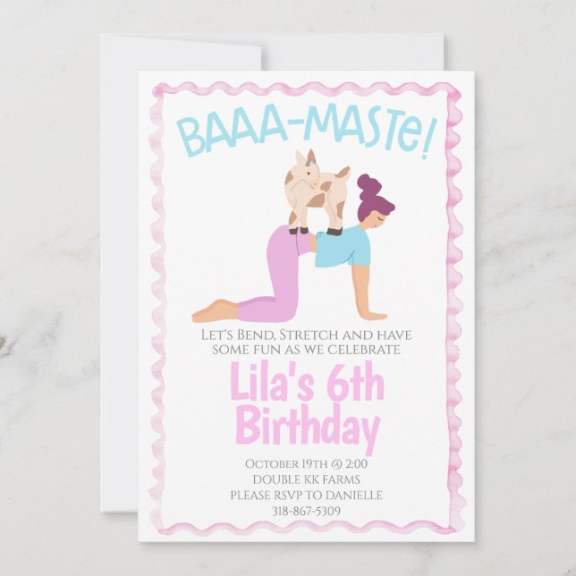 Goat Yoga Birthday Invitation Inbjudningar (Framsida)